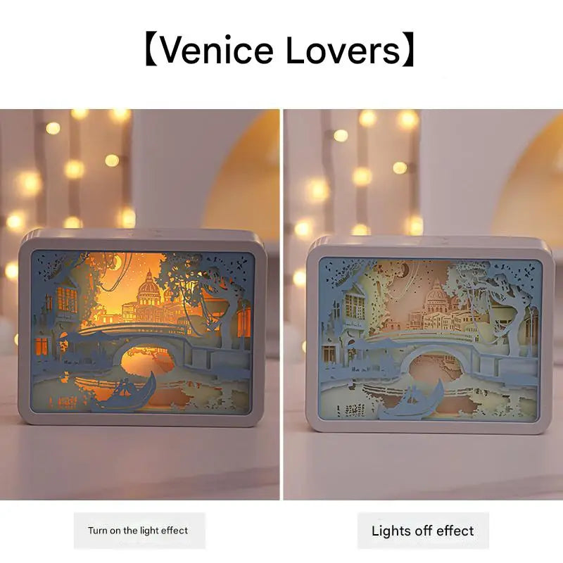 3d Paper Carving Night Light | Venice Lovers | Usb or Battery Powered