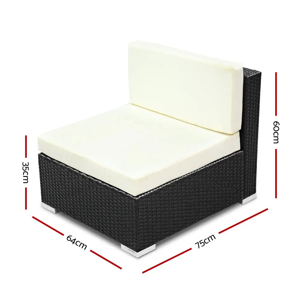 3pc Gardeon Outdoor Furniture Sofa Set Wicker Rattan Garden Lounge Chair Setting