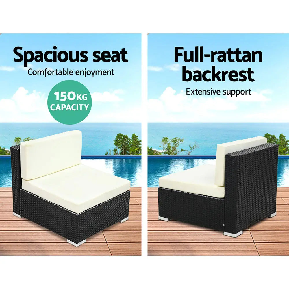 3pc Gardeon Outdoor Furniture Sofa Set Wicker Rattan Garden Lounge Chair Setting