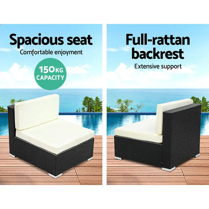 3pc Gardeon Outdoor Furniture Sofa Set Wicker Rattan Garden Lounge Chair Setting