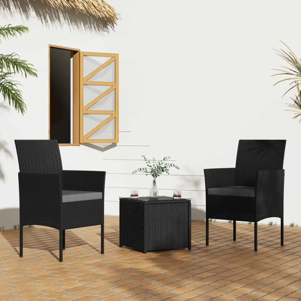 3pc Outdoor Table and Chairs Set-black