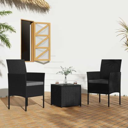 3pc Outdoor Table and Chairs Set-black