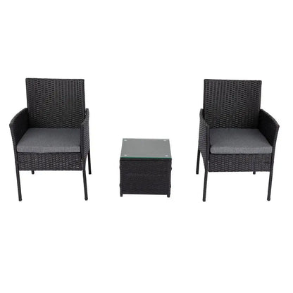3pc Outdoor Table and Chairs Set-black