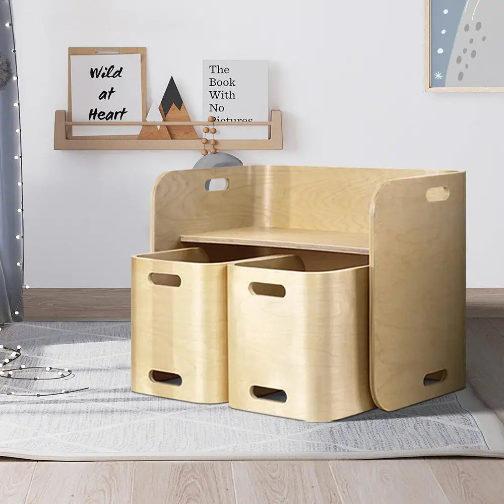 3pcs Kids Table and Chairs Set Multifunctional Storage Desk
