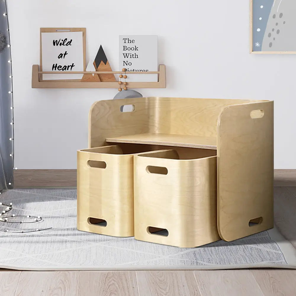 3pcs Kids Table and Chairs Set Multifunctional Storage Desk