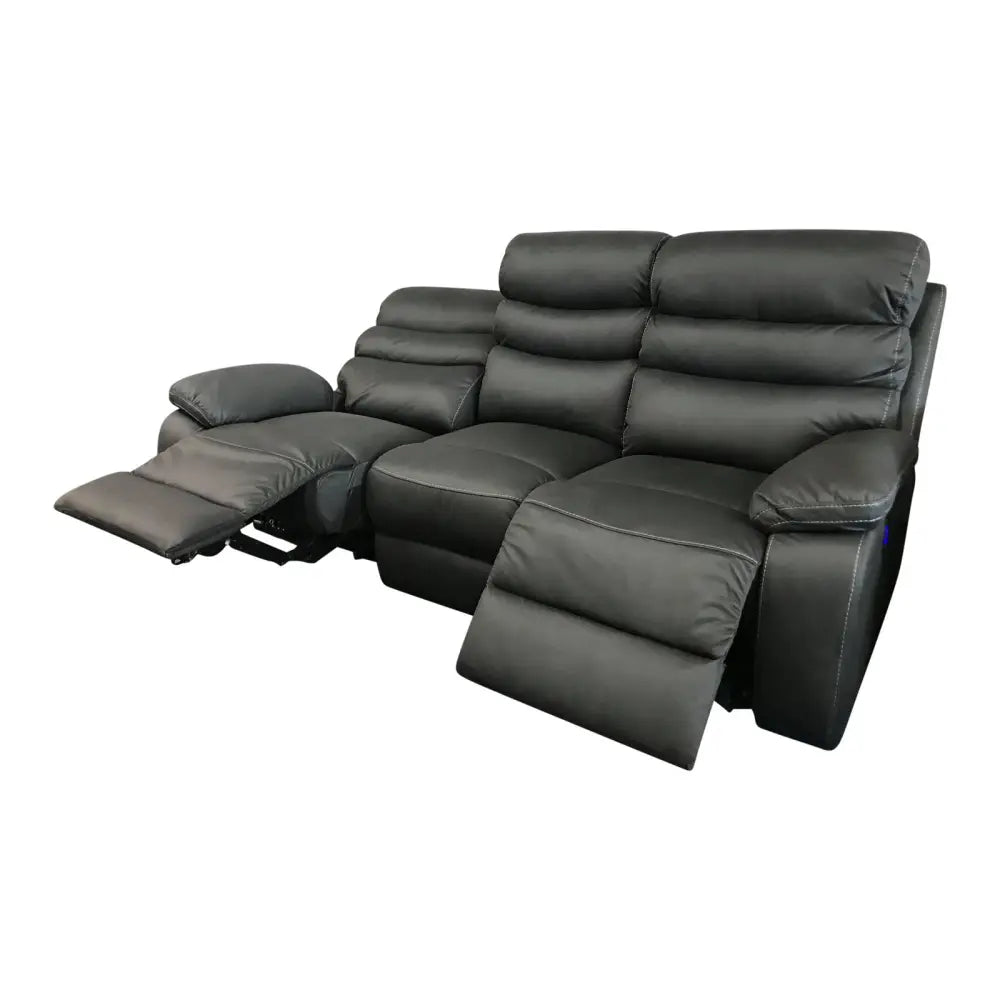 3rr + 1rr + 1rr Leatherette Grey Electric Recliner Feature Multi Positions Ultra Cushioned Usb Outlets