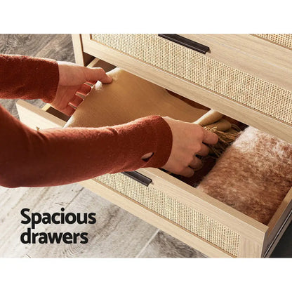 4 Chest of Drawers Rattan Tallboy Pine - Briony