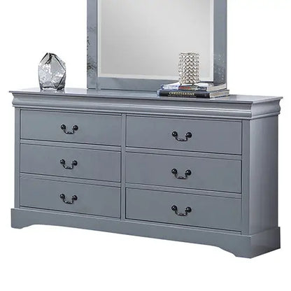 4 Pieces Bedroom Suite in Solid Wood & Mdf King Size Grey Colour Bed Bedside Table Dresser