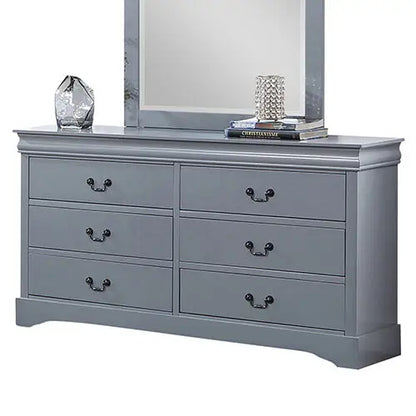 4 Pieces Bedroom Suite in Solid Wood & Mdf Queen Size Grey Colour Bed Bedside Table Dresser