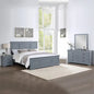 4 Pieces Bedroom Suite in Solid Wood & Mdf Queen Size Grey Colour Bed Bedside Table Dresser