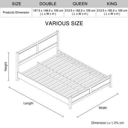 4 Pieces Bedroom Suite Natural Wood Like Mdf Structure Queen Size Oak Colour Bed Bedside Table & Tallboy