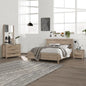 4 Pieces Bedroom Suite Natural Wood Like Mdf Structure Queen Size Oak Colour Bed Bedside Table & Tallboy