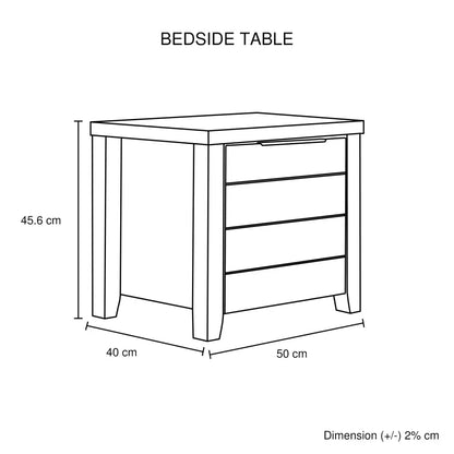 4 Pieces Bedroom Suite Natural Wood Like Mdf Structure Queen Size Oak Colour Bed Bedside Table & Tallboy