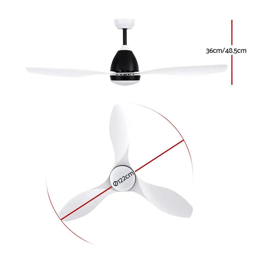 48’’ Ceiling Fan Dc Motor W/light W/remote - White