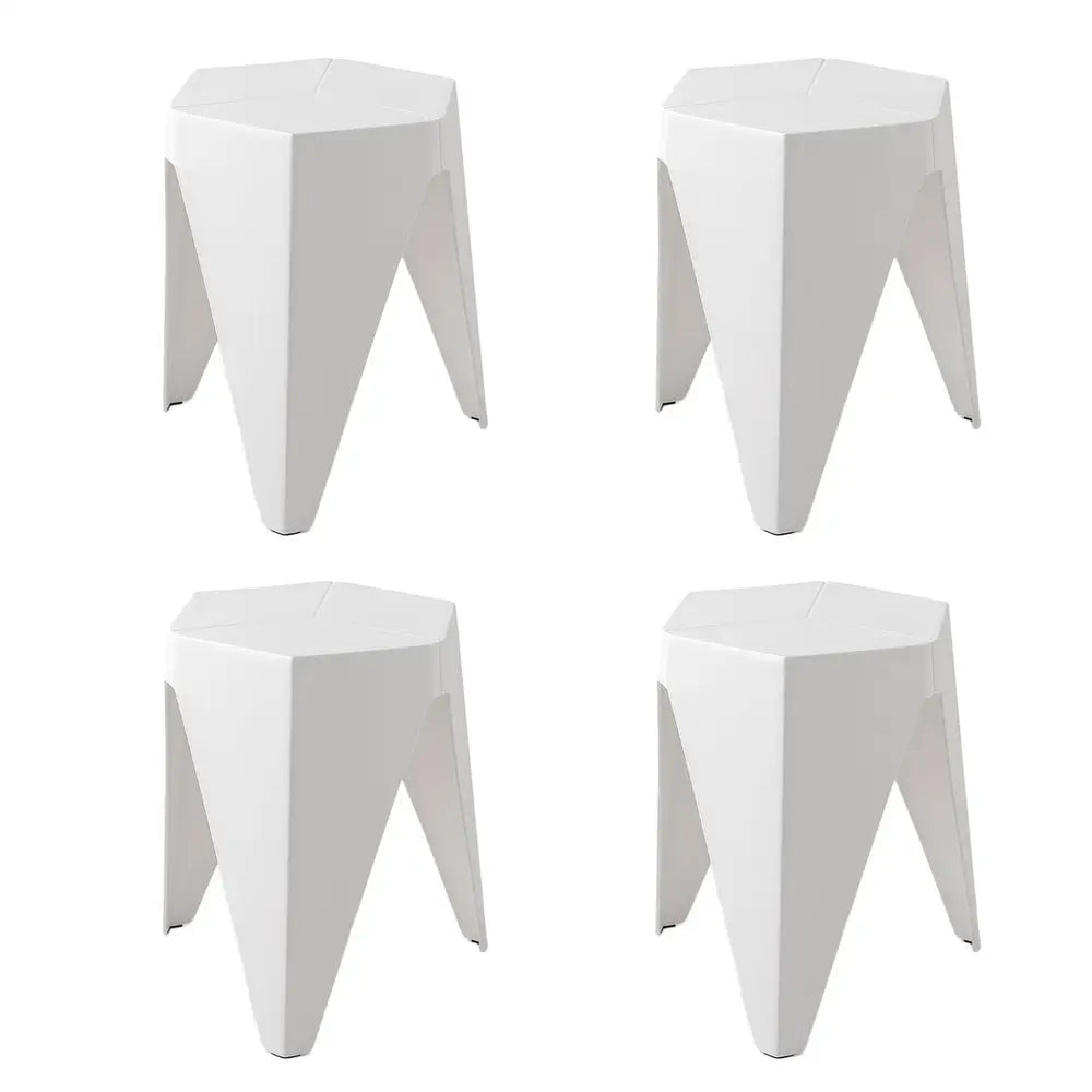 4pc Puzzle Stool Bar Stools Stackable White