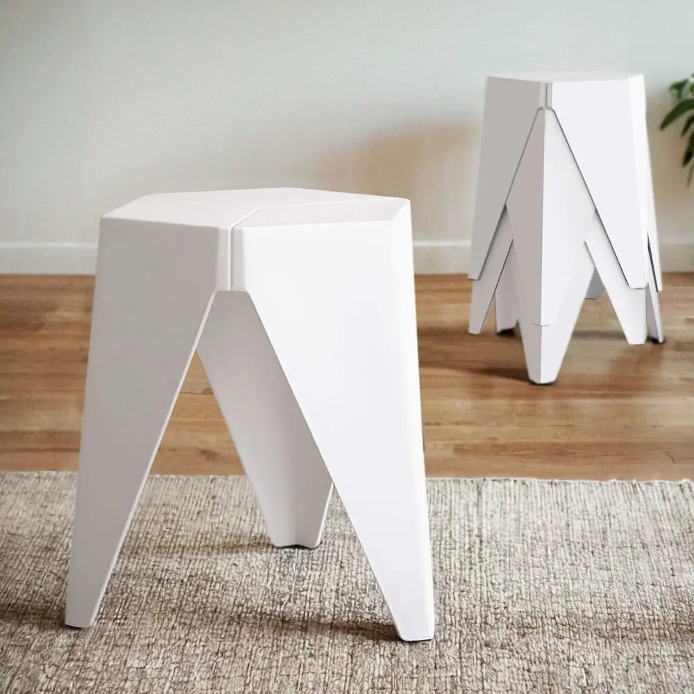 4pc Puzzle Stool Bar Stools Stackable White