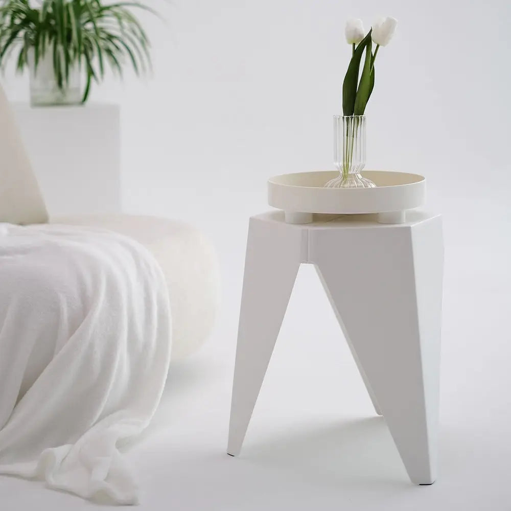 4pc Puzzle Stool Bar Stools Stackable White