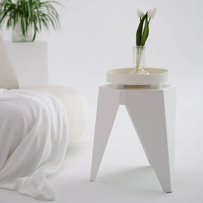 4pc Puzzle Stool Bar Stools Stackable White