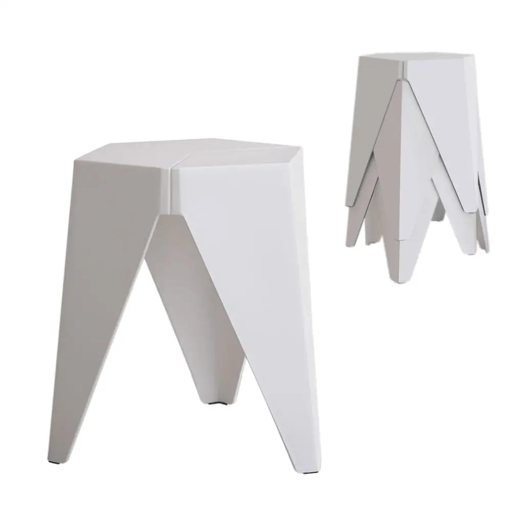 4pc Puzzle Stool Bar Stools Stackable White