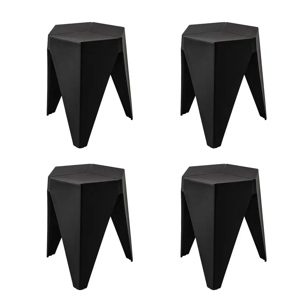 4pc Puzzle Stool Plastic Bar Stools Stackable Black