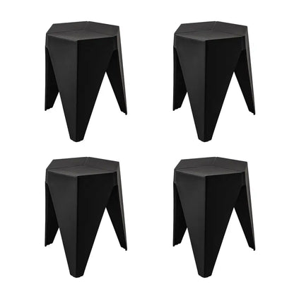4pc Puzzle Stool Plastic Bar Stools Stackable Black
