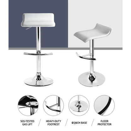 4x Bar Stools Adjustable Gas Lift Chairs White