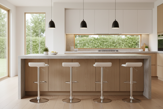 4x Bar Stools Adjustable Gas Lift Chairs White