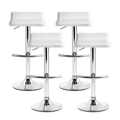 4x Bar Stools Adjustable Gas Lift Chairs White