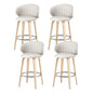 4x Bar Stools Dining Chairs Contoured Leather Wood Stool