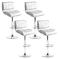 4x Bar Stools Gas Lift Leather Padded White