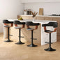 4x Bar Stools Gas Lift Leather W/armrest All Black