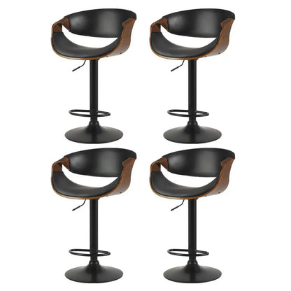 4x Bar Stools Gas Lift Leather W/armrest