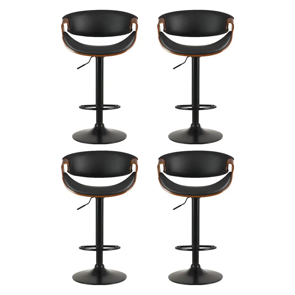 4x Bar Stools Gas Lift Leather W/armrest