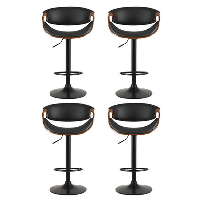 4x Bar Stools Gas Lift Leather W/armrest
