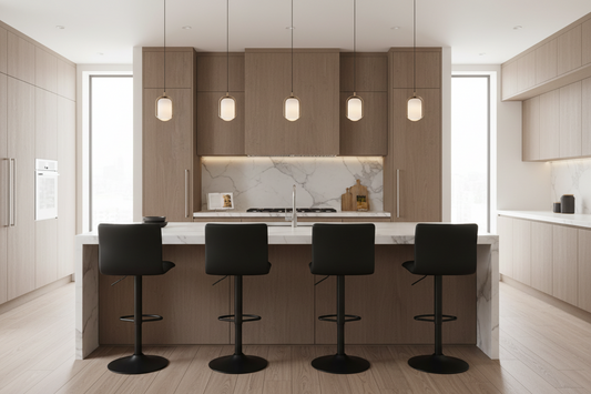 4x Bar Stools Gas Lift Linen Fabric Black