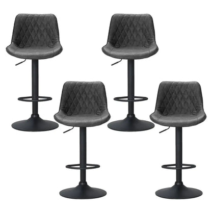 4x Bar Stools Gas Lift Vintage Leather Black