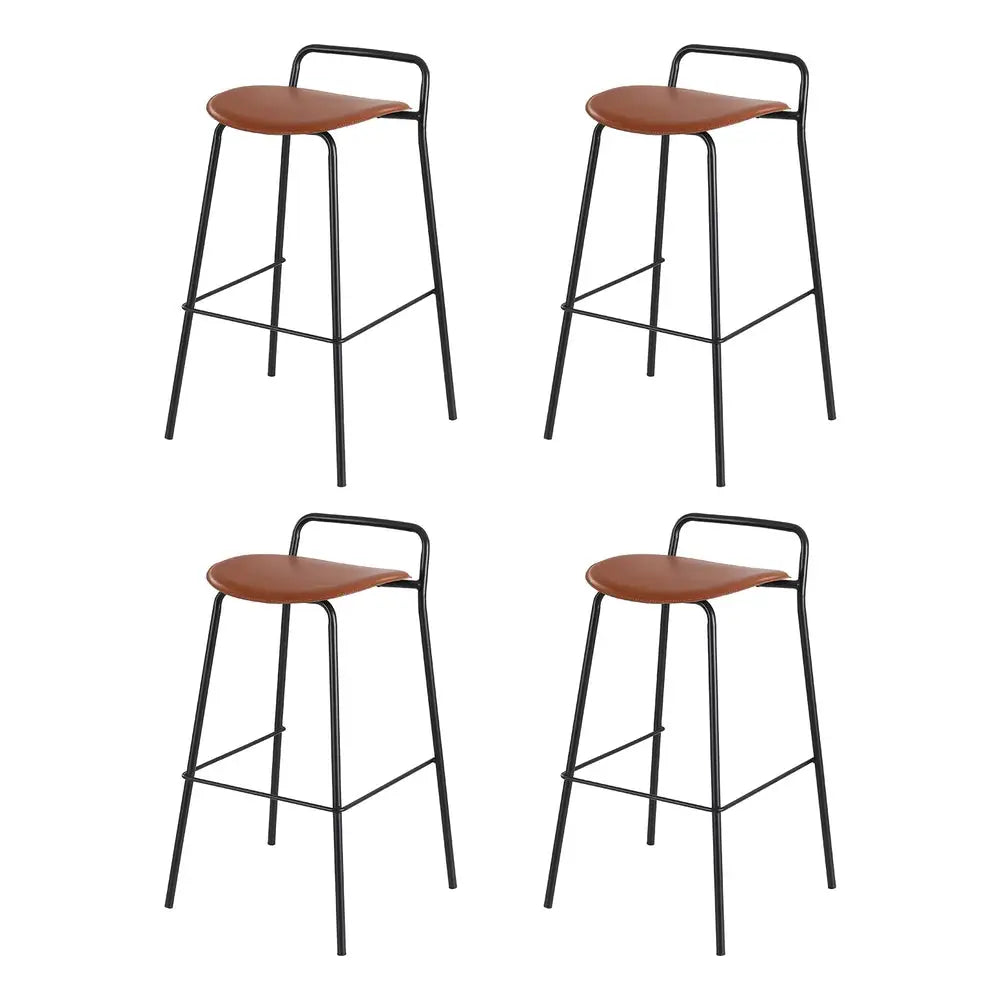 4x Bar Stools Kitchen Counter Dining Chair Metal Brown