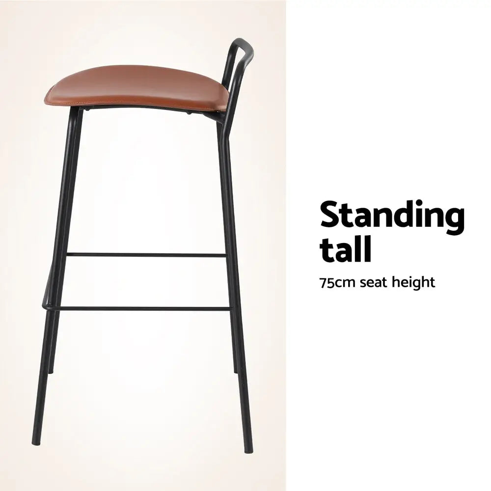 4x Bar Stools Kitchen Counter Dining Chair Metal Brown