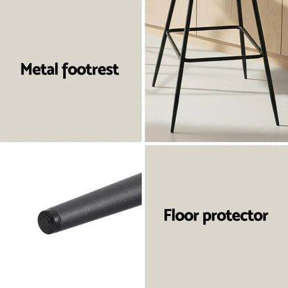 4x Bar Stools Kitchen Dining Chair Counter Stool Diamond Pu Leather Black