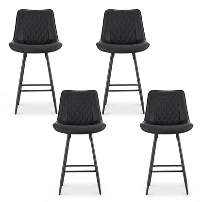 4x Bar Stools Kitchen Dining Chair Counter Stool Diamond Pu Leather Black