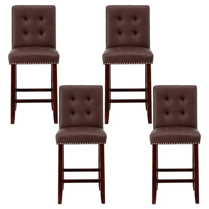 4x Bar Stools Kitchen Dining Chairs Counter Pu Leather Wooden Ada Brown