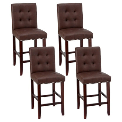 4x Bar Stools Kitchen Dining Chairs Counter Pu Leather Wooden Ada Brown