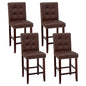 4x Bar Stools Kitchen Dining Chairs Counter Pu Leather Wooden Ada Brown