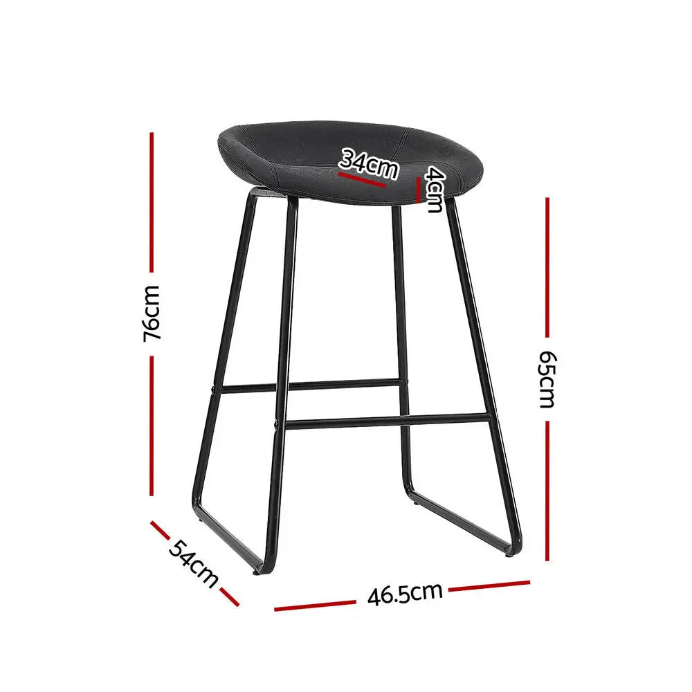 4x Bar Stools Kitchen Dining Chairs Counter Stool Pu Leather Metal