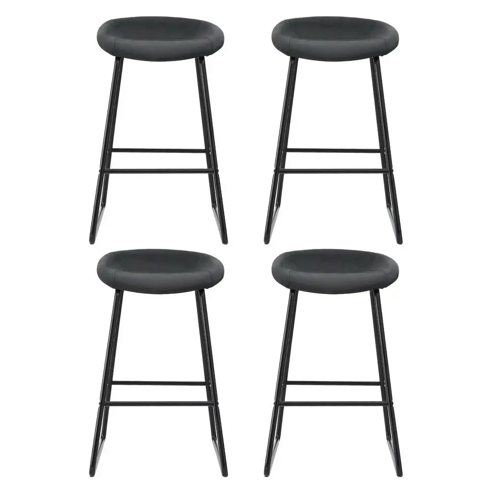 4x Bar Stools Kitchen Dining Chairs Counter Stool Pu Leather Metal