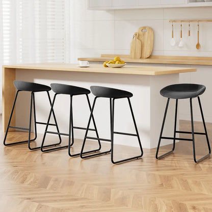 4x Bar Stools Kitchen Dining Chairs Counter Stool Pu Leather Metal
