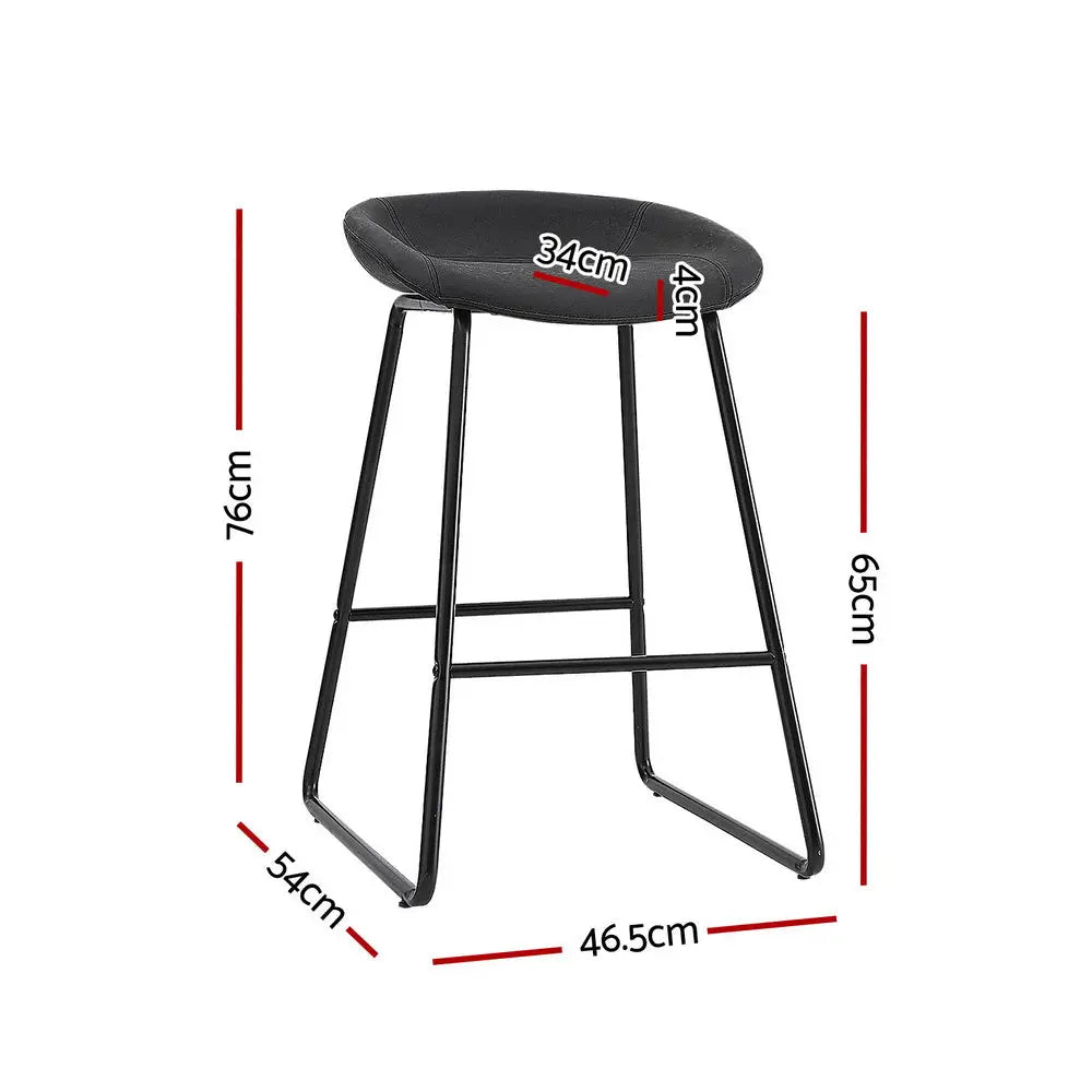 4x Bar Stools Kitchen Dining Chairs Counter Stool Pu Leather Metal