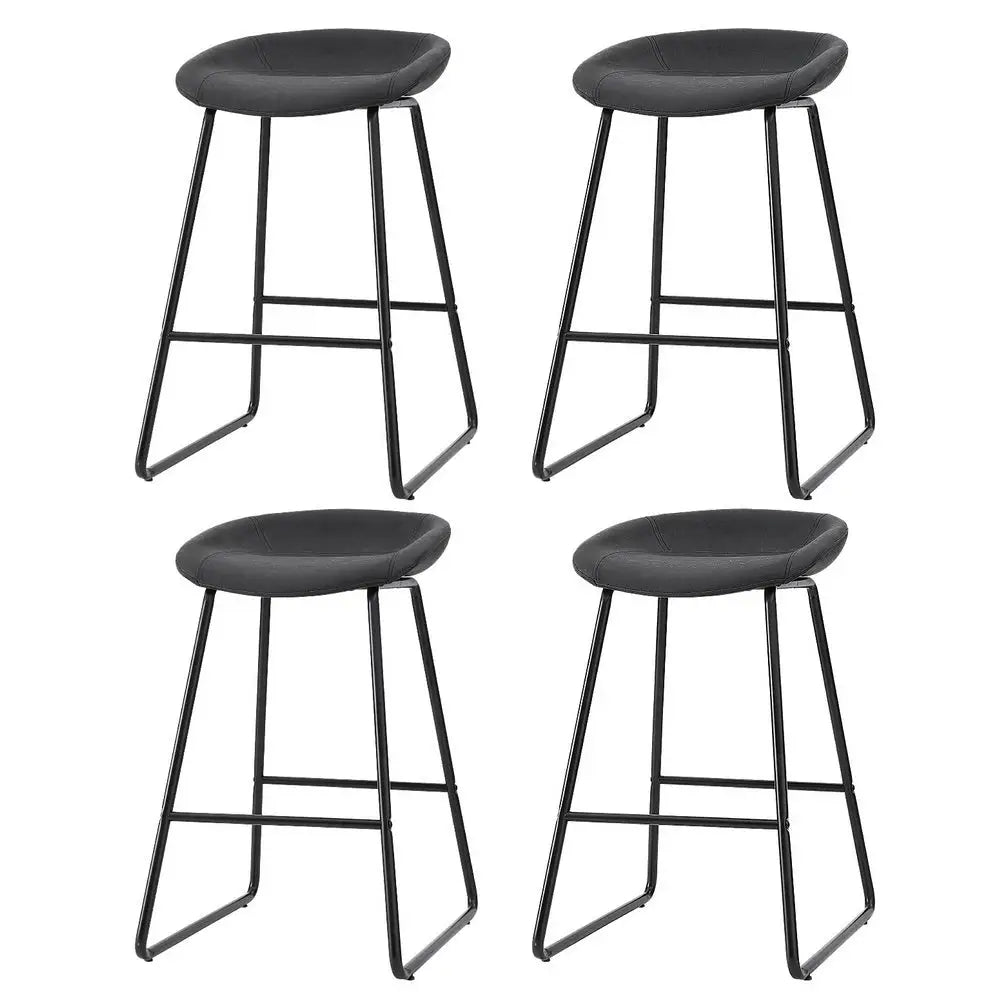 4x Bar Stools Kitchen Dining Chairs Counter Stool Pu Leather Metal