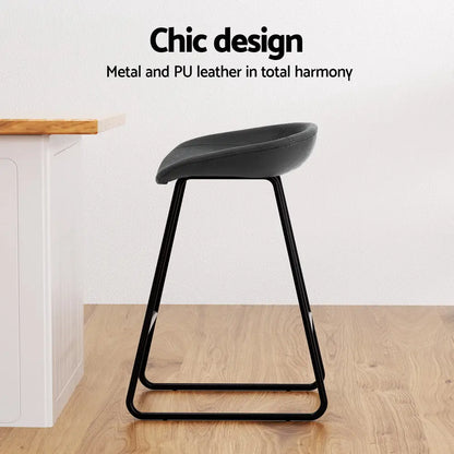 4x Bar Stools Kitchen Dining Chairs Counter Stool Pu Leather Metal