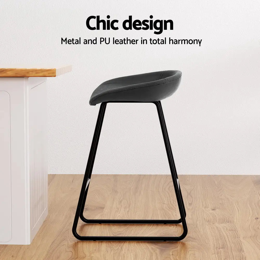 4x Bar Stools Kitchen Dining Chairs Counter Stool Pu Leather Metal